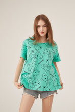 Load image into Gallery viewer, Mint Green Teddy Bear Print Oversized T-Shirt