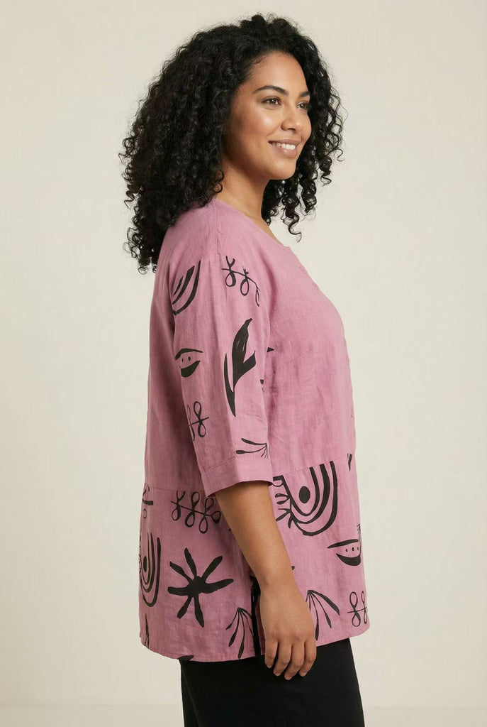 Linen-Blend Henley Top