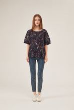 Load image into Gallery viewer, Dark Floral Print Puff-Sleeve Loose Blouse