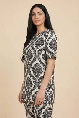 Damask-Pattern Modest Co-Ord Set (4 Color Options)