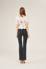 Load image into Gallery viewer, Off-Shoulder Floral Embroidery Smocked Peplum Blouse