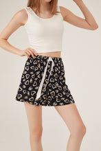 Load image into Gallery viewer, Black Heart-Print Drawstring Lounge Shorts