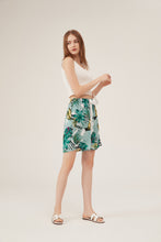 Load image into Gallery viewer, Tropical Leaf Print High-Waisted Lounge Shorts