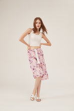 Load image into Gallery viewer, Pink Watercolor Floral Cropped Wide-Leg Pants