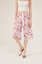 Load image into Gallery viewer, Pink Watercolor Floral Cropped Wide-Leg Pants