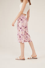 Load image into Gallery viewer, Pink Watercolor Floral Cropped Wide-Leg Pants