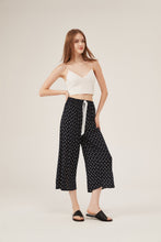 Load image into Gallery viewer, Navy Mini-Print Scalloped-Hem Cropped Pants