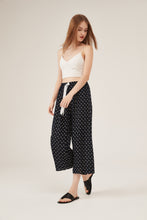 Load image into Gallery viewer, Navy Mini-Print Scalloped-Hem Cropped Pants