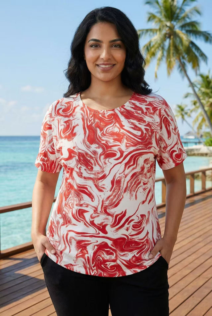 Marble Swirl Print Short-Sleeve Tee