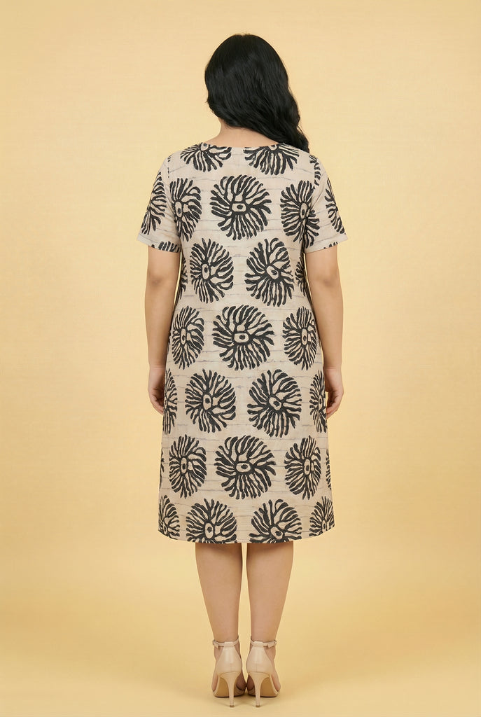 Botanical-Print Loose-Fit Midi Dress (4 Color Options)