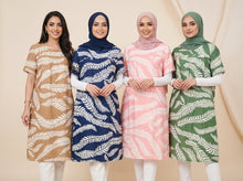 Load image into Gallery viewer, Fern-Print Modest Tunic Dress(4 Color Options)