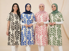 Load image into Gallery viewer, Modest Leaf-Print Tunic Dress (Multiple Color Options)