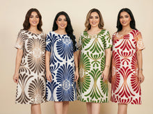 Load image into Gallery viewer, Art Deco Motif Loose-Fit Midi Dress (4 Color Options)