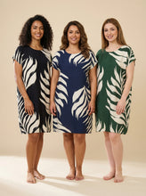 Load image into Gallery viewer, Tropical Leaf-Print Loose-Fit Midi Dress (3 Color Options)