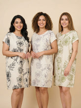Load image into Gallery viewer, Line-Art Floral-Print Loose-Fit Midi Dress (3 Tone Options)