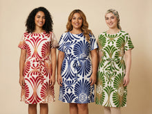 Load image into Gallery viewer, Art Deco Motif Belted Midi Dress (3 Color Options)