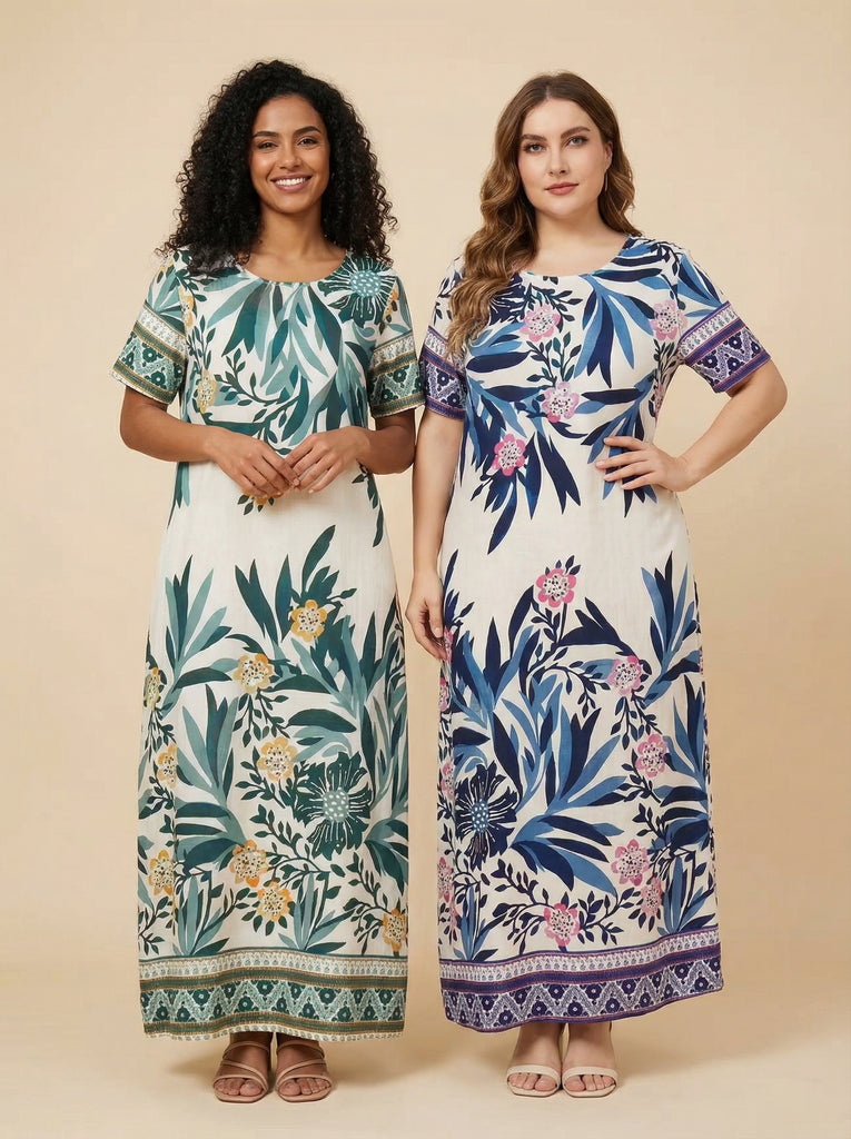 Tropical Botanical Maxi Dress (2 Color Options)
