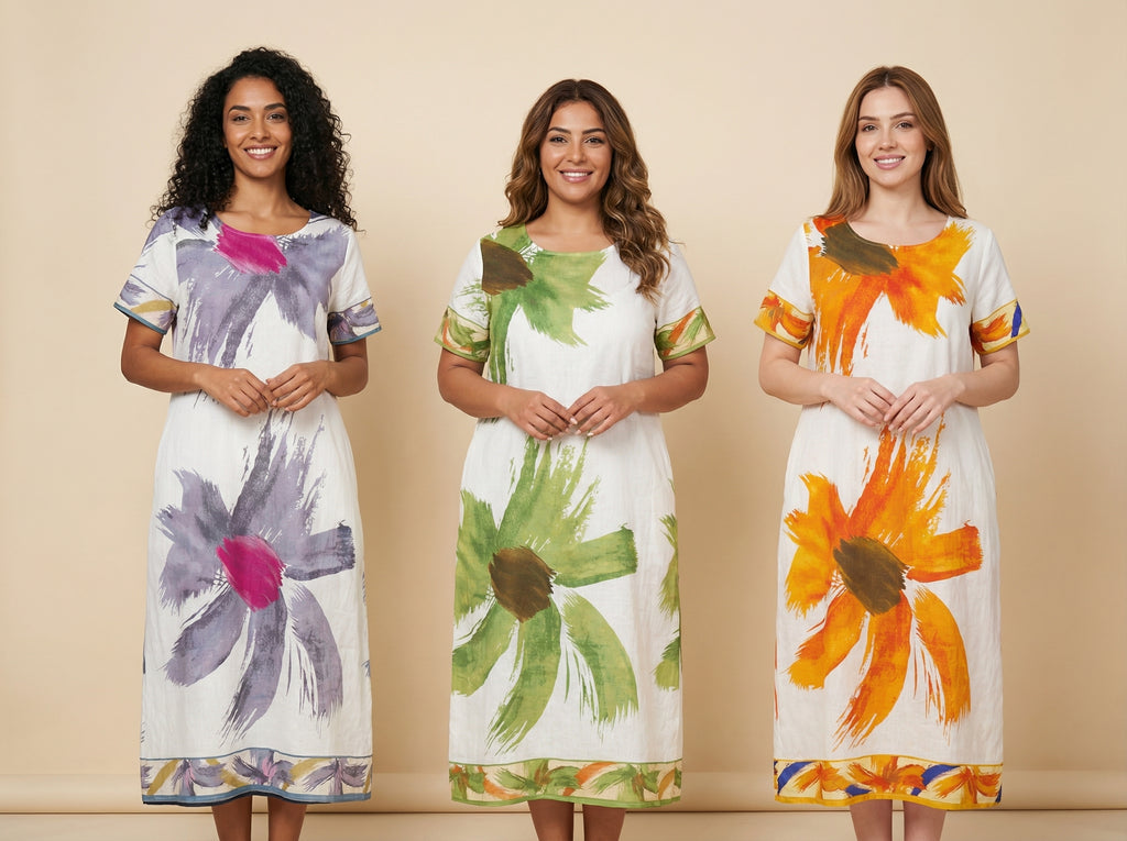Brushstroke Floral Maxi Dress (3 Color Variants)
