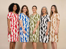 Load image into Gallery viewer, Wavy Stripe-Pattern Loose-Fit Midi Dress (5 Color Options)