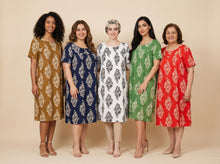 Load image into Gallery viewer, Paisley-Pattern Modest Midi Dress (5 Color Options)