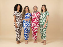 Load image into Gallery viewer, Watercolor Leaf-Pattern Modest Loungewear Set (4 Color Options)