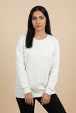 Heart-Embossed Textured Crew Neck Sweatshirt