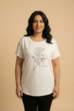Rhinestone & Lace-Appliqué Short-Sleeve Tee