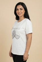 Load image into Gallery viewer, Rhinestone Embellished Textured Short-Sleeve Tee