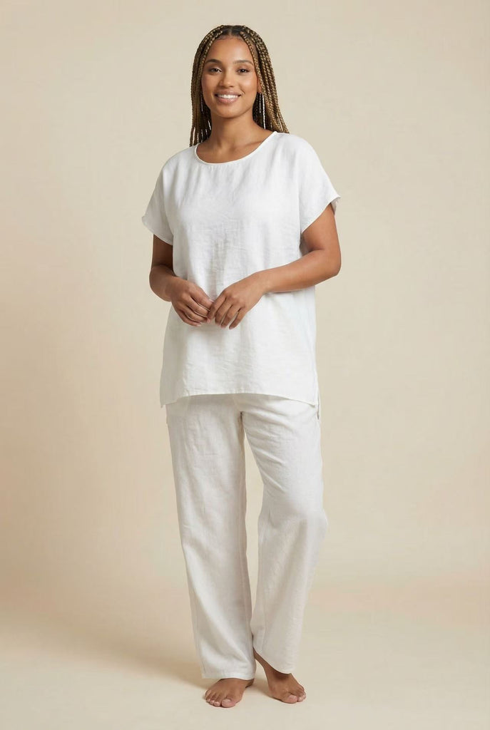 Linen-Blend Modest Loungewear Set (Multiple Color Options)