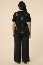 Load image into Gallery viewer, Diamond Bear Embellished Curved-Hem Tee (6 Color Options)