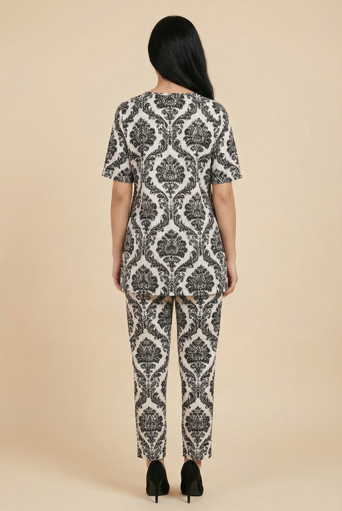 Damask-Pattern Modest Co-Ord Set (4 Color Options)