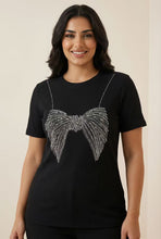 Load image into Gallery viewer, Ribbed Bow Rhinestone Short-Sleeve Tee (Multiple Color Options)