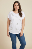 Sequin Feather Embellished Relaxed Tee (4 Color Options)