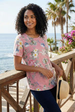 Load image into Gallery viewer, Curved Hem Floral Print Short-Sleeve Tee