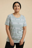 Striped Floral Embroidered Short-Sleeve Tee