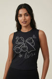 Sleeveless Cropped Rhinestone Ribbed Top