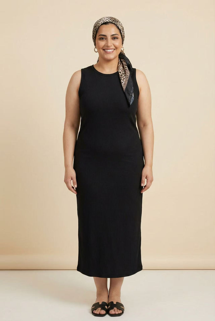 Sleeveless Ribbed Midi Dress (Multiple Colors Available)