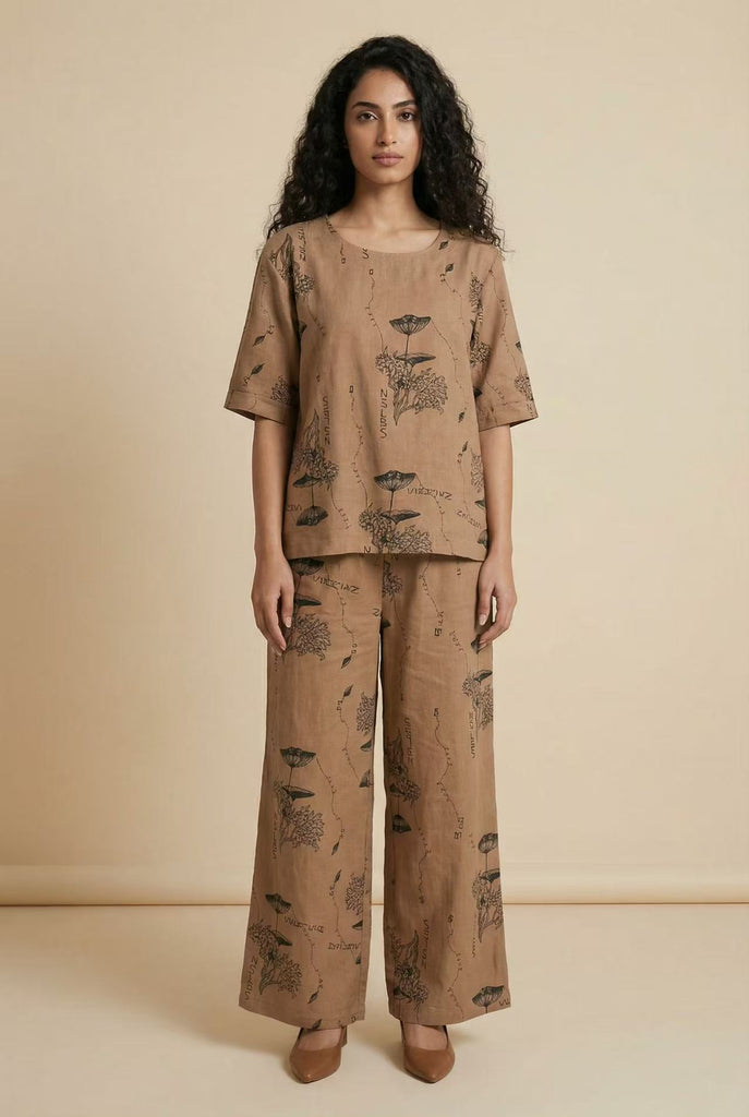 Botanical Print Linen-Blend Co-Ord Set (Multiple Pattern Options)