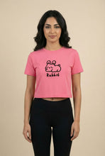 Load image into Gallery viewer, The Cute Crouching Rabbit Embroidered Cropped Tee (Multi-Color Options)