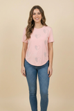 Diamond Half-Heart Embellished Curved-Hem Tee (6 Color Options)