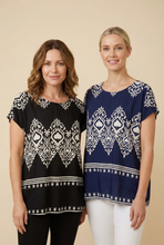 Load image into Gallery viewer, Ikat-Pattern Tunic Blouse (4 Color Options)