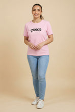 Load image into Gallery viewer, Pink Heart-Embroidered Short-Sleeve Tee