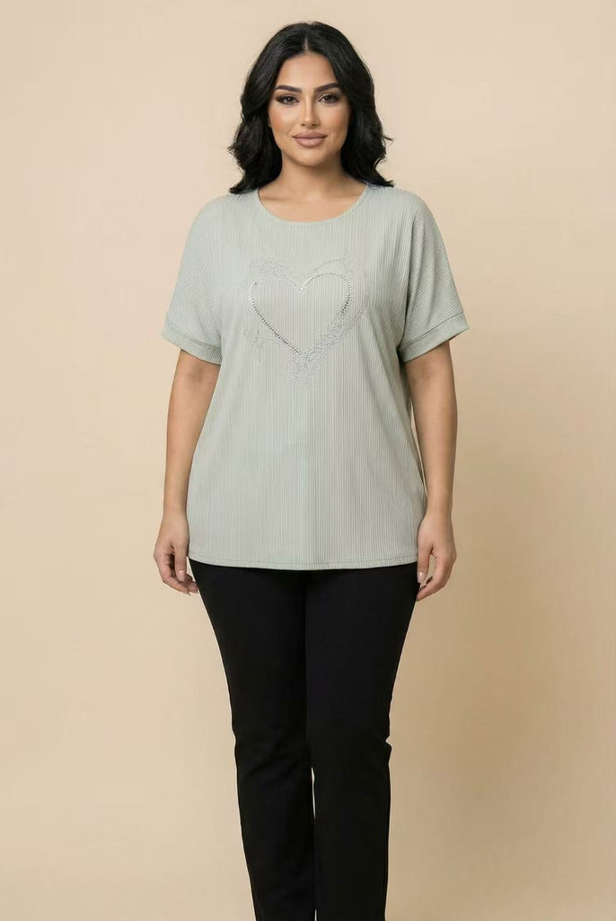 The Rhinestone Embellished Ribbed Dolman Tee (Multi-Color Options)
