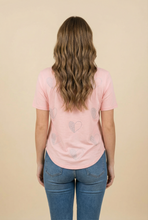 Load image into Gallery viewer, Diamond Half-Heart Embellished Curved-Hem Tee (6 Color Options)