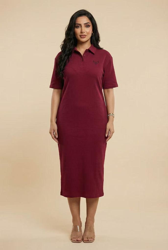 Polo Neck Midi Dress (Multiple Colors Available)