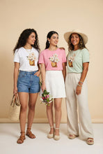 Load image into Gallery viewer, 3D Flower-Appliqué Short-Sleeve Tee (Multiple Color Options)