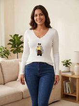 Load image into Gallery viewer, Scallop V-Neck Ribbed Knit Top (Multi-Color &amp; Multi-Pattern Options)