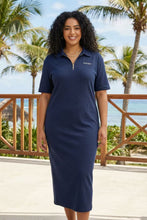 Load image into Gallery viewer, Half-Zip Polo Neck Midi Dress (Multiple Colors Available)
