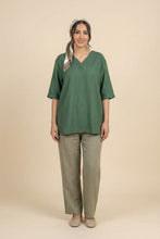 Load image into Gallery viewer, V-Neck Elbow-Sleeve Linen-Blend Top (Multiple Colors Available)