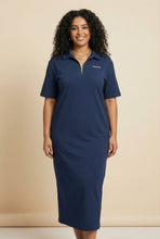 Load image into Gallery viewer, Half-Zip Polo Neck Midi Dress (Multiple Colors Available)